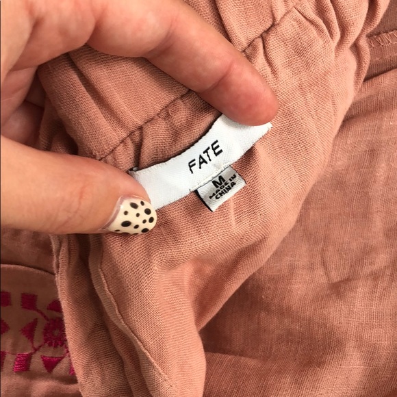 Pink Embroidered Strapless Dress with tie back - Picture 5 of 8